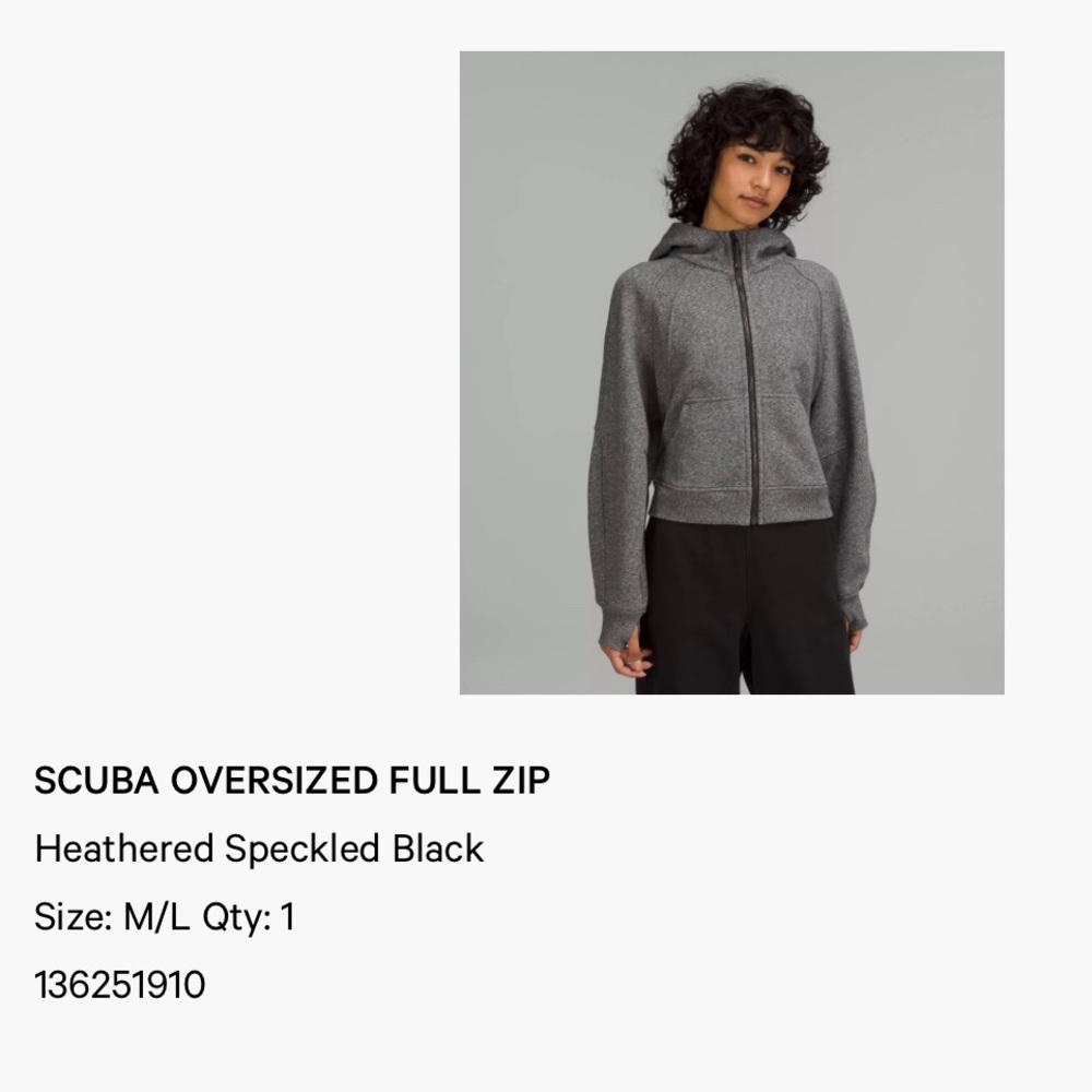 Lululemon Heather Grey Scuba Oversized Full Zip